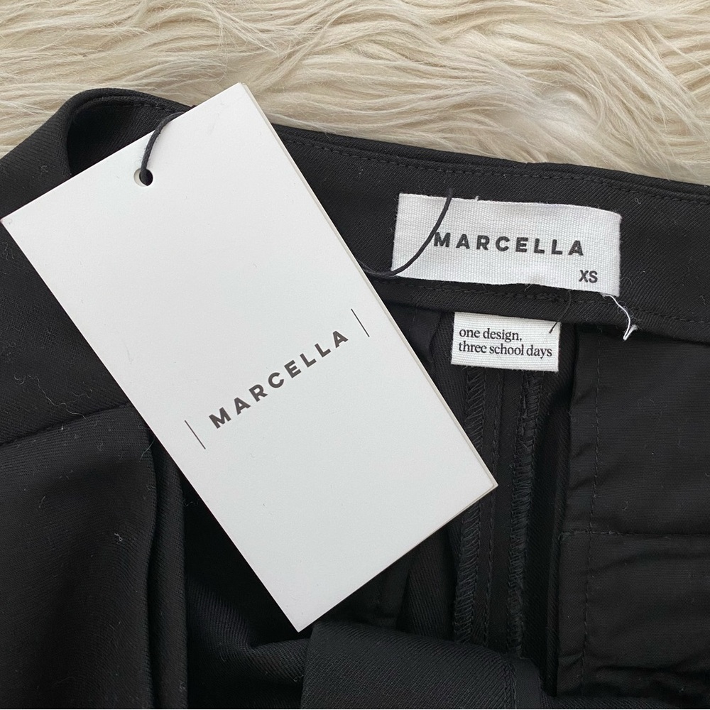 Marcella Black Straight Wide Leg Asymmetrical Waist Panel Jordan Pants Trousers - Picture 13 of 14